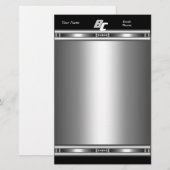 Papeterie Élégant Argent Chrome Noir Elite (Devant / Derrière)