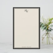 Papeterie Elegant Black and Ivory Monogram Two Border (Debout devant)