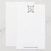 Papeterie Elegant Black Golf Monogram Crest Stationery (Devant / Derrière)