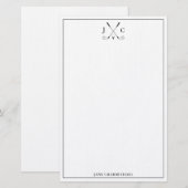 Papeterie Elegant Black Golf Monogram Stationery (Devant / Derrière)