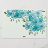 Papeterie Elégant bleu Fleur sauvage aquarelle Art (Dos)
