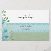 Papeterie Elégant bleu Fleurs de champ Aquarelle (Devant)