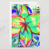 Papeterie Élégant boho rétro abstrait vert rose floral (Devant / Derrière)