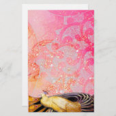 PAPETERIE ÉLÉGANT CAPITALE EN FUCHSIE ROSE JAUNE ÉCLAIRANTE (Devant / Derrière)