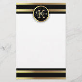 Papeterie Élégant chic brillant or et noir rayé (Devant)