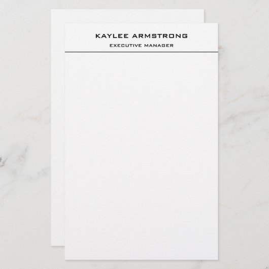Papeterie Élégant Classique Simple Blanc Professionnel (Devant / Derrière)