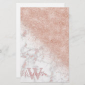Papeterie Élégant faux rose en or confetti image en marbre b (Devant / Derrière)
