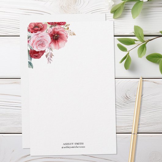 Papeterie Elegant Floral Personalized Stationery Paper