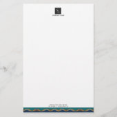 Papeterie Élégant Gold Wave Blue Logo Turquoise Business (Devant)