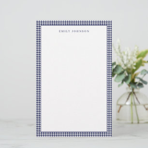 Papeterie Élégant Houndstooth Monogram Bleu Marine