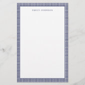 Papeterie Élégant Houndstooth Monogram Bleu Marine (Devant)