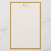 Papeterie Elegant Ivory Gold Border Monogram (Devant)