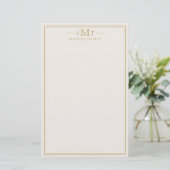 Papeterie Elegant Ivory Gold Three Letter Monogram (Debout devant)