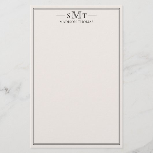 Papeterie Elegant Ivory Minimalist Three Letter Monogram (Devant)