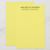 Papeterie Élégant Jaune Clair Simple et Professionnel (Devant / Derrière)