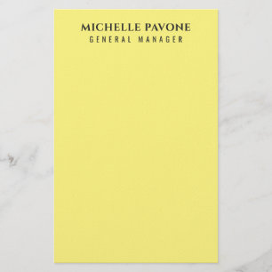 Papeterie Élégant Jaune Clair Simple et Professionnel