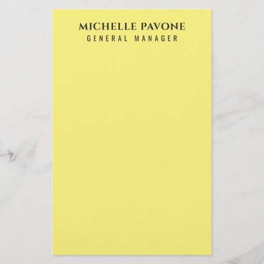 Papeterie Élégant Jaune Clair Simple et Professionnel (Devant)