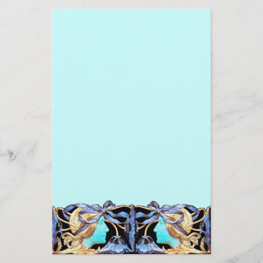 PAPETERIE ELÉGANT JEWEL DE BEAUTÉ FEMME /LADY, BOW BLEU, FLE (Devant)