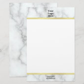 Papeterie Elégant Marbre blanc Faux Votre Logo Ici (Devant / Derrière)