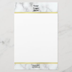 Papeterie Elégant Marbre blanc Faux Votre Logo Ici