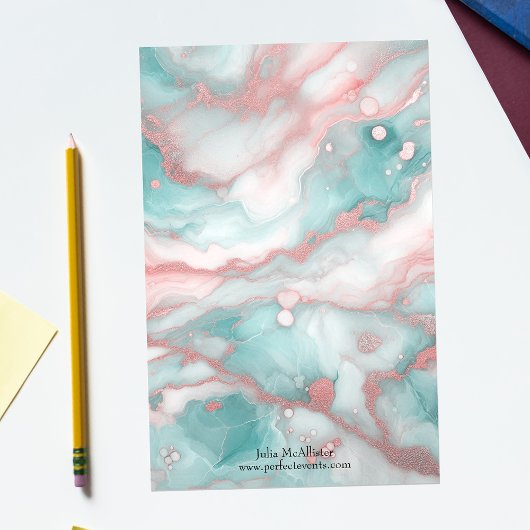 Papeterie Élégant marbre Pastel chic avec Accents or Rose