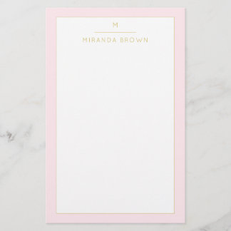 Papeterie Élégant Monogramme rose rose or minimaliste Classé