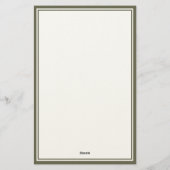 Papeterie Élégant monogramme vert olive avec deux bordures (Dos)