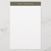 Papeterie Élégant monogramme vert olive minimaliste (Devant)