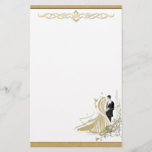 Papeterie Élégant papier à lettres Mariage or et blanc