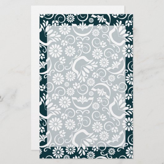 Papeterie Élégant papier à lettres noir blanc (Devant / Derrière)