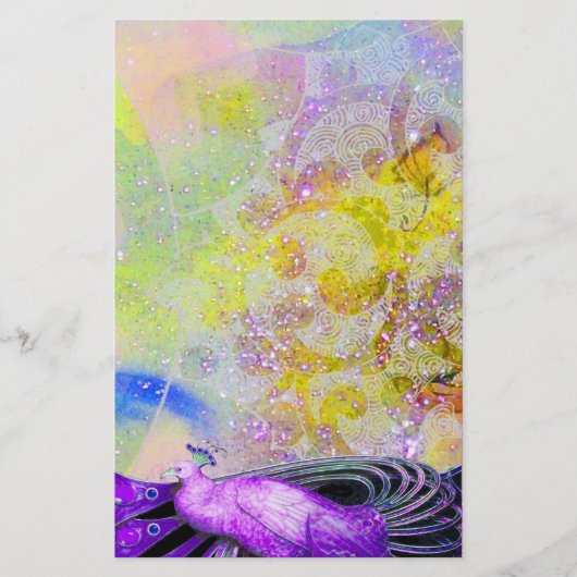 PAPETERIE ÉLÉGANT PEACOCK EN POURPULAIRE JAUNE ÉCLAIRANT (Devant)