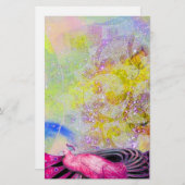 PAPETERIE ÉLÉGANT PEACOCK EN ROSE, JAUNE ÉCLAIRANT POURPLE (Devant / Derrière)