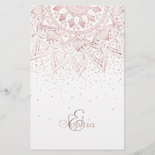 Papeterie Elégant Rose Gold Dots Mandala (Devant)