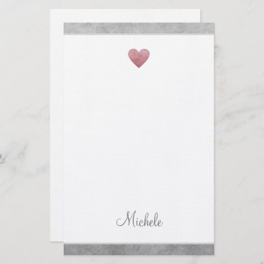 Papeterie Élégant Rose Gold Foil Heart Script moderne (Devant / Derrière)