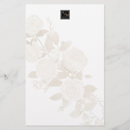 Papeterie Élégant Rose Monogramme blanc (Devant)