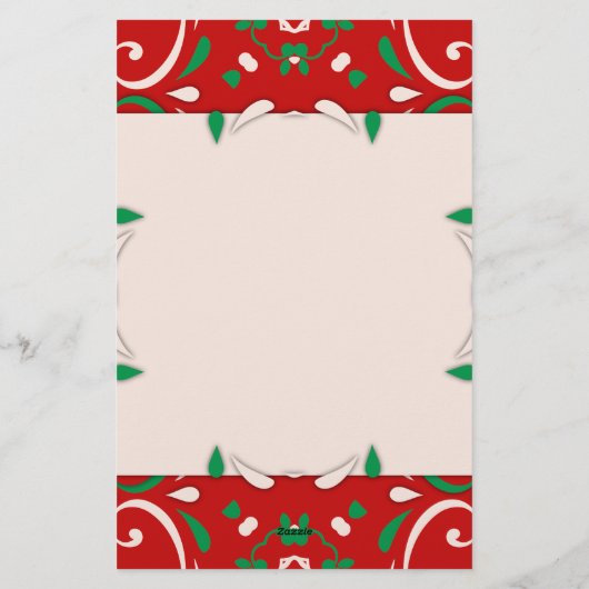 Papeterie Elégant Rouge Vert Blanc Noël Frontière Joyeuses F (Dos)