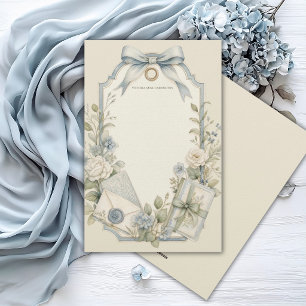 Papeterie Élégant sage bleu floral personnalisé français
