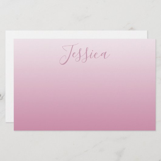 Papeterie Élégant script et rose modifiable (n'importe quell (Devant / Derrière)