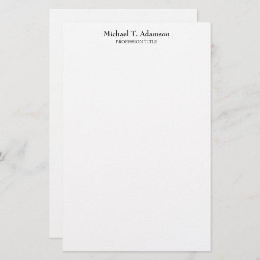 Papeterie Élégant Simple Blanc Uni de Style Rétro (Devant / Derrière)