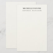Papeterie Élégant Simple Professionnel Noir & Blanc (Devant / Derrière)