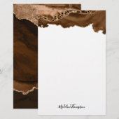 Papeterie Elégant Velours Rouille Or Marbre Agate Géode (Devant / Derrière)