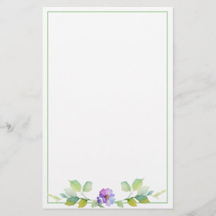 Papeterie Elégant vert fleurs sauvages d'aquarelle