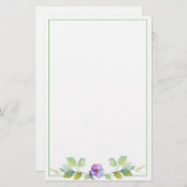 Papeterie Elégant vert fleurs sauvages d'aquarelle (Devant / Derrière)