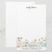 Papeterie Elégante aquarelle Fleurs personnalisent le texte (Devant / Derrière)