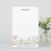 Papeterie Elégante aquarelle Fleurs personnalisent le texte (Debout devant)