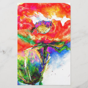 Papeterie Elégante aquarelle rouge florale