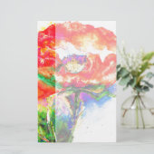 Papeterie Elégante aquarelle rouge florale (Debout devant)