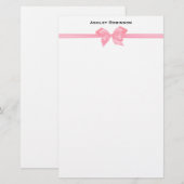 Papeterie Élégante Bow en satin rose sur blanc (Devant / Derrière)