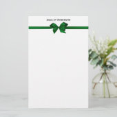 Papeterie Élégante Bow satin vert sur blanc (Debout devant)
