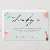 Papeterie Elégante Fête des mariées Bleue Dusty moderne Merc (Devant / Derrière)